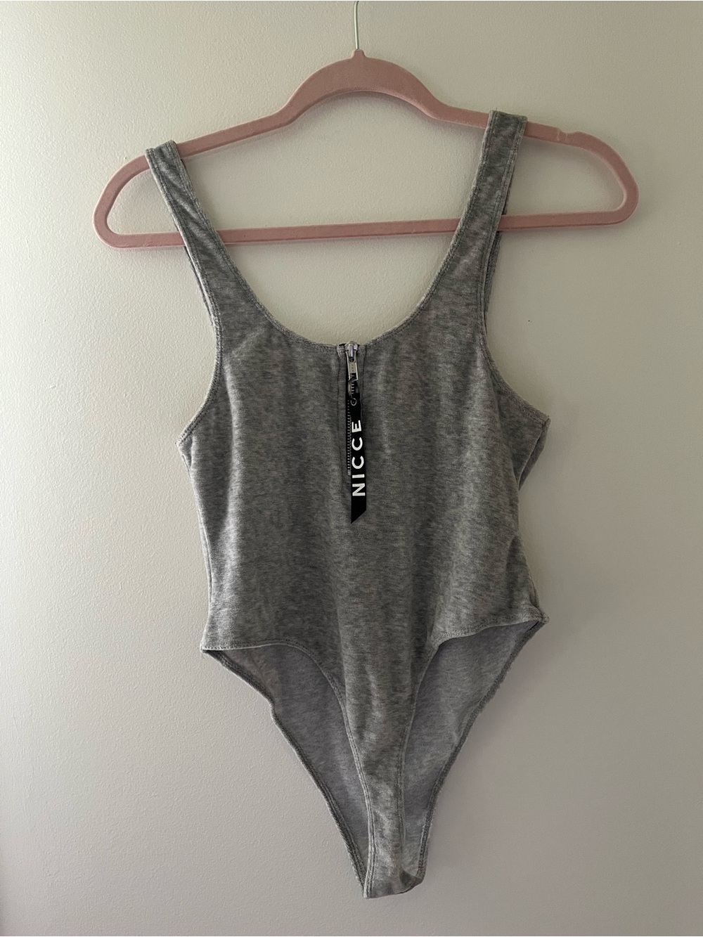Nicce soft velvet Heather Grey Scoop Neck Bodysuit